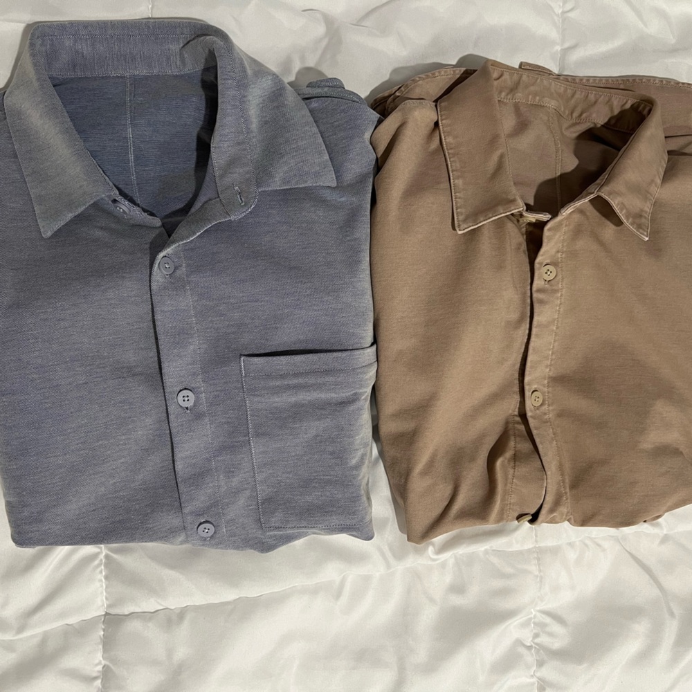 Two Lululemon Commission Long Sleeve Shirt medium slim